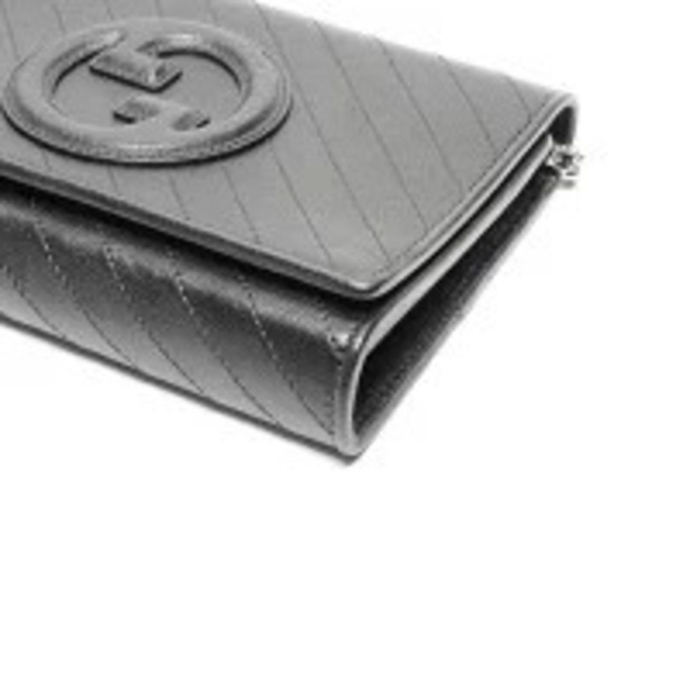 Gucci Leather Blondie Chain Shoulder Bag Navy Blue - Picture 7 of 13
